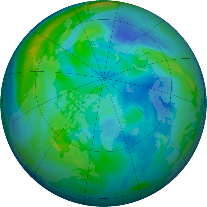 Arctic ozone map for 30 October 1997